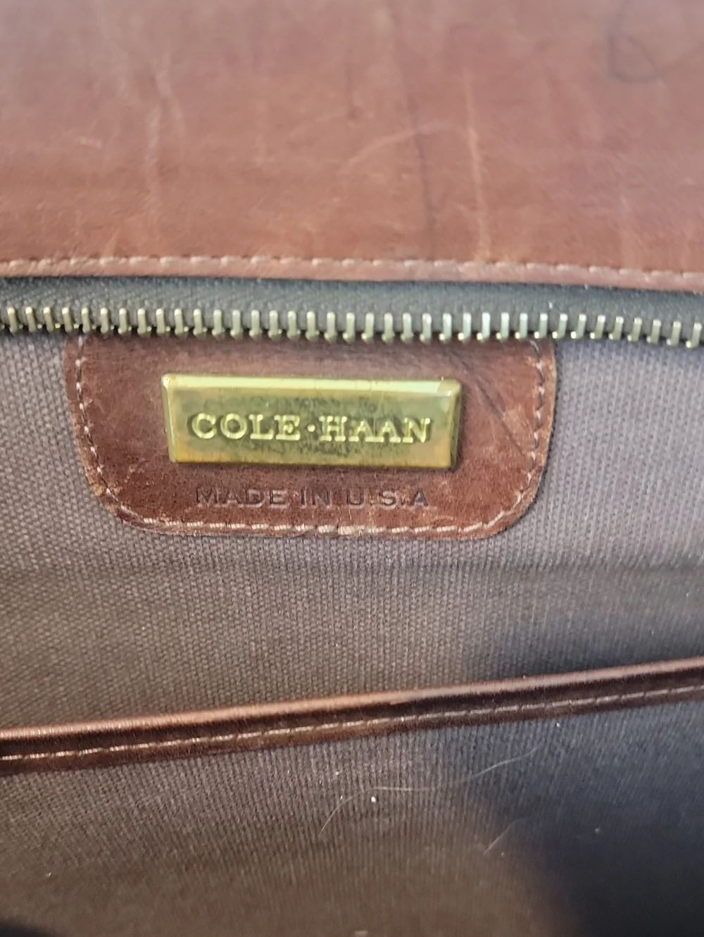 Cole Haan Leather Briefcase Vintage Cognac Brown Bag